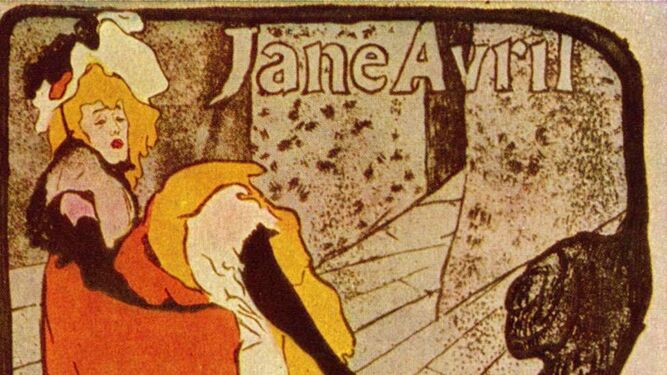 Detalle del cartel de 'Jane Avril' de Toulouse-Lautrec.