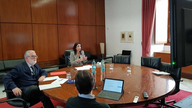 Marta Bosquet preside la reunión telemática de la Mesa del Parlamento de Andalucía