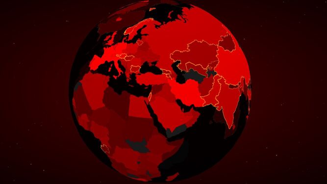 Mapa del mundo en 3D con la expansión del coronavirus
