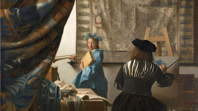 Detalle de 'Alegoría de la pintura' de Vermeer.