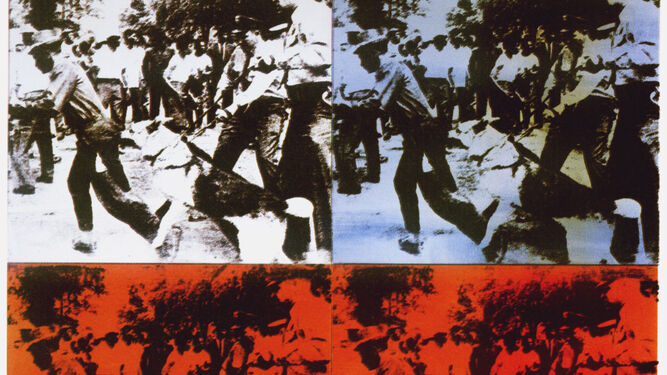Detalle de 'Enfrentamientos raciales' (1964), de Warhol.