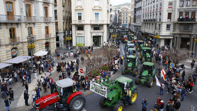 Protestas de agricultores en Granada, el pasado febrero.