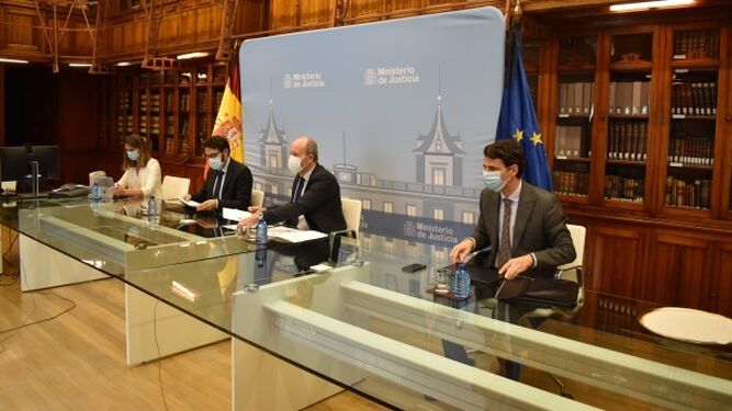El ministro de Justicia, Juan Carlos Campo, durante la última Comisión de Coordinación del Covid