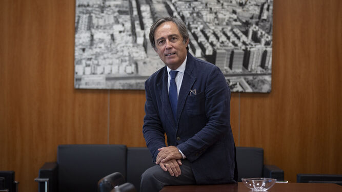 Ricardo Pumar posa en la sala del consejo de administración de Insur, en Sevilla.