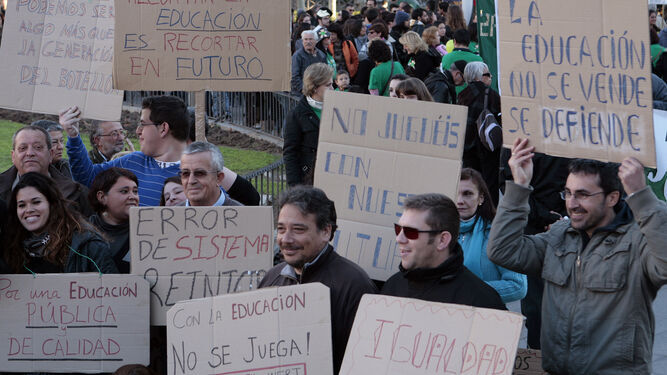 Una protesta de profesores en Sevilla