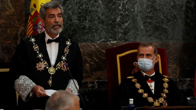 Carlos Lesmes y Felipe VI, durante la inauguración del Año Judicial, el pasado 7 de septiembre.