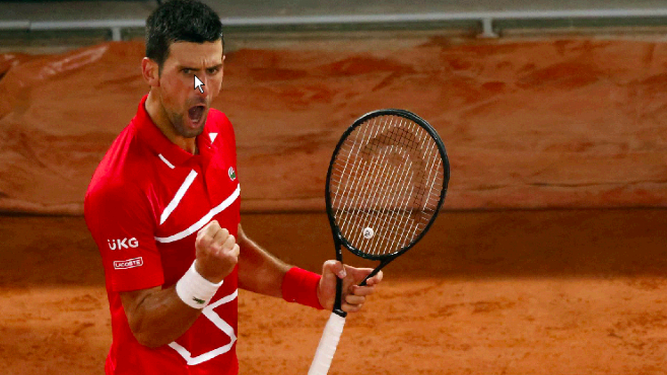 Novak Djokovic celebra un punto.