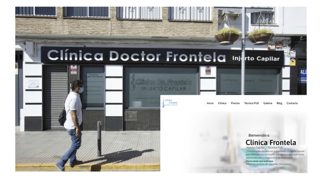 La clínica en junio pasado y, en el recuadro, su actual nombre sin la palabra "doctor"