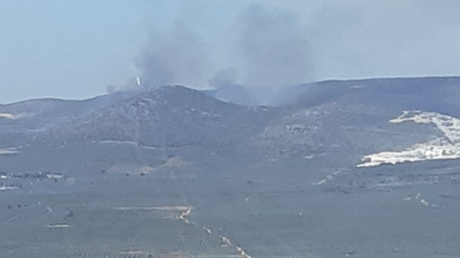 Incendio forestal en la Sierra de Yeguas, en Pedrera