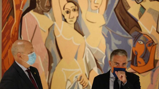 Javier Imbroda y Elías Bendodo este viernes en el Museo Picasso de Málaga.
