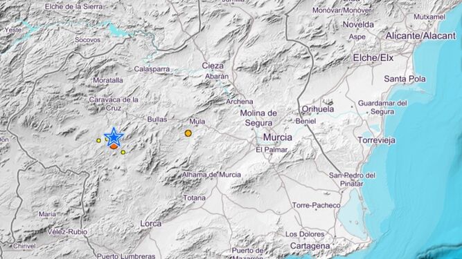 Registrado un terremoto de magnitud 3,9 con epicentro en el sur de Caravaca de la Cruz