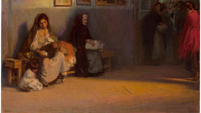 'El último recurso' (1901), óleo de Gonzalo Bilbao que recrea una escena de pobres en una casa de empeños, muestra elocuente de su pintura de carácter social.
