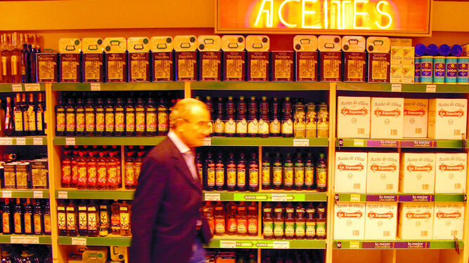 Aceites de oliva en un supermercado