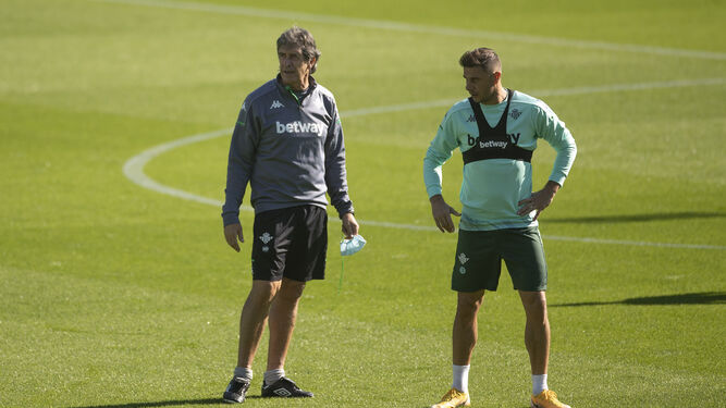 Pellegrini, junto a Joaquín, en un entrenamiento reciente.