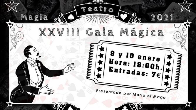 Cartel anunciador de la XXVII Gala Mágica, que será presentada por Mario el Mago.