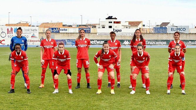 La formación del Sevilla Femenino que disputó el pasado derbi.