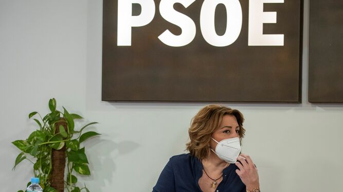 Susana Díaz, en la sede regional del PSOE andaluz.