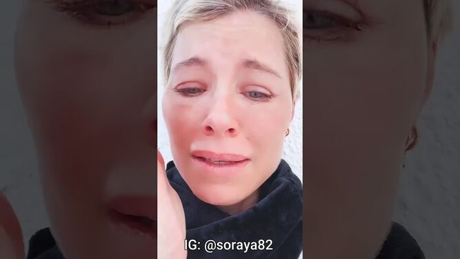 Soraya, en el vídeo en que aparece llorando por los árboles arrancados por el temporal.