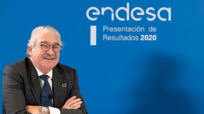 José Bogas, consejero delegado de Endesa, en la presentación de resultados de 2020.