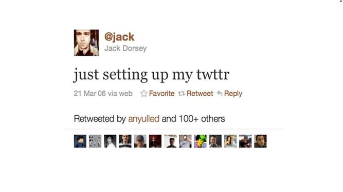 El primer tuit de Jack Dorsey, cofundador de Twitter