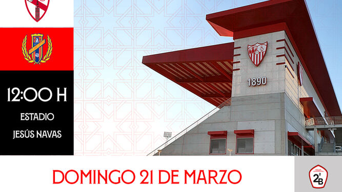 Carátula oficial del Sevilla con el horario del partido en el Estadio Jesús Navas.