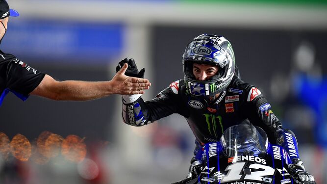 Viñales celebra su victoria en MotoGP en Qatar