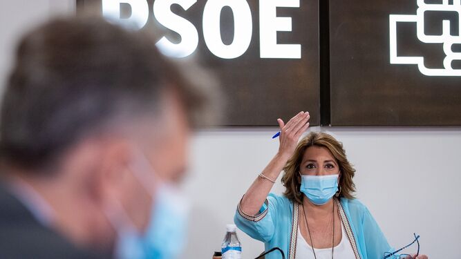 Susana Díaz, en una reunión de la dirección regional del PSOE.