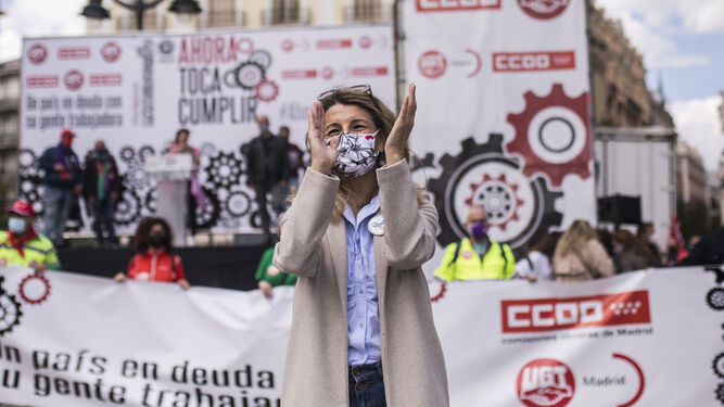Yolanda Díaz, en la marcha del 1 de Mayo en Madrid.