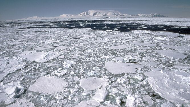 Capa de hielo en la Antártida.