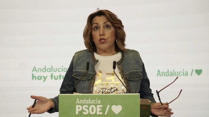 Susana Díaz, en la sede del PSOE andaluz.