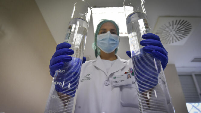 Trabajos en el laboratorio clínico de un hospital durante los primeros meses de la pandemia.