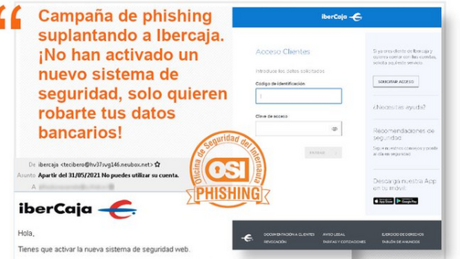 Una campaña de 'phishing' suplanta a Ibercaja para lograr datos bancarios
