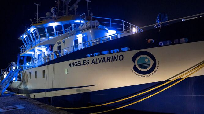 El buque 'Ángeles Alvariño', encargado de inspeccionar la zona.