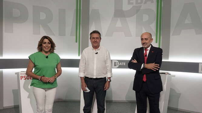 Susana Díaz , Juan Espadas  y Luis Ángel Hierro