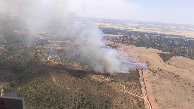Primeras imágenes del incendio en Aznalcóllar, captadas por los propios equipos de extinción del Plan Infoca.