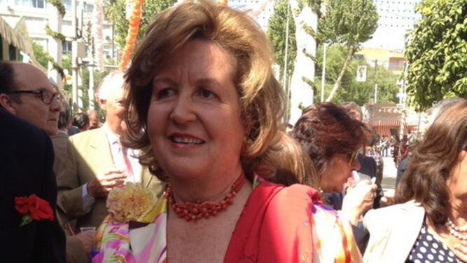 Isabel Cobo, en la recepción de una caseta de la Feria de Abril.