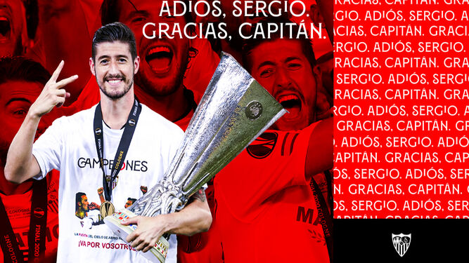 Carátula creada por el Sevilla para anunciar la despedida de Escudero: "Gracias, capitán".