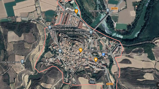 Vista por satélite de Cáseda, Navarra, donde ocurrieron los asesinatos