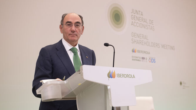 Ignacio Galán, presidente de Iberdrola, durante su intervención en la junta de accionistas