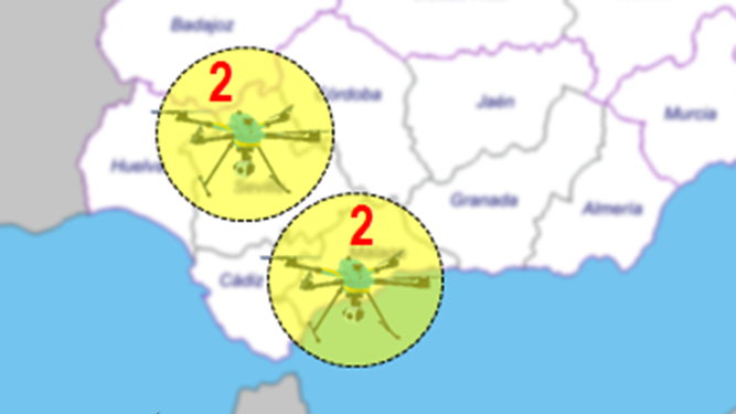 Área de influencia de los drones de la DGT en Andalucía.