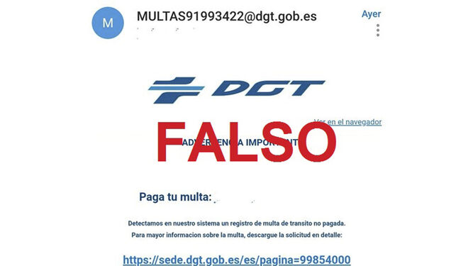 Alerta de estafa en la DGT: de nuevo el falso email de 'paga tu multa' para conseguir tus datos