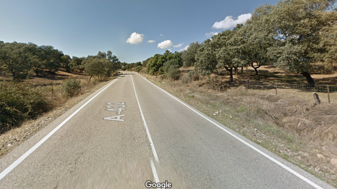 Una imagen de la carretera A-432 cerca de Cazalla de la Sierra