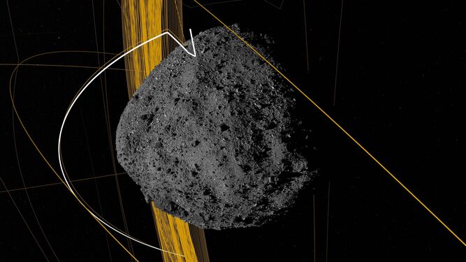 Recreación de la trayectoria del asteroide Bennu realizada por la misión OSIRIS-REx de la NASA