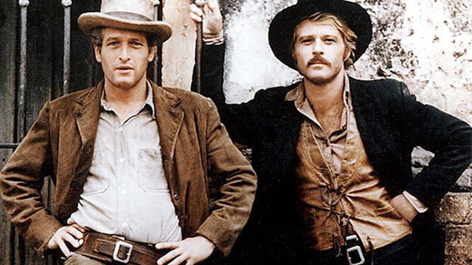 Redford y su amigo, el también actor Paul Newman, en la mítica 'Dos hombres y un destino'.