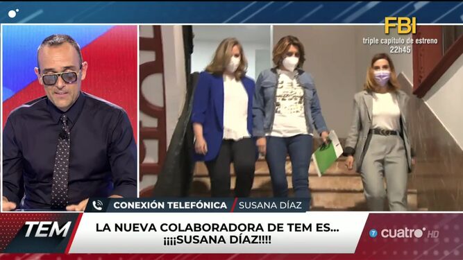 Risto Mejide habla con Susana Díaz en directo por vía telefónica para anunciar el fichaje.