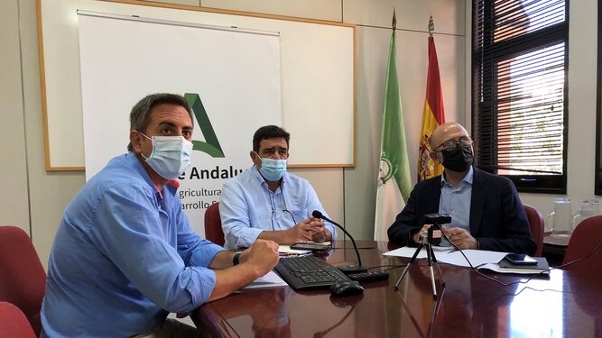 Un momento de la reunión que mantuvo el director general de Agricultura, Vicente Pérez, con representantes del sector.