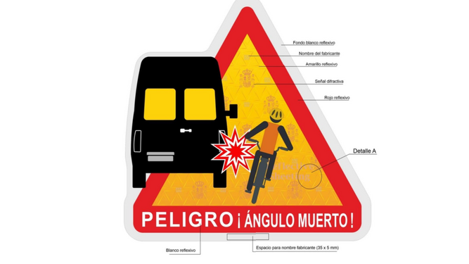 Nueva señal de advertencia de peligro de ángulos muertos en vehículos de transporte de pasajeros y mercancías