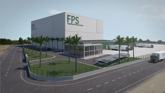 Recreación virtual del edificio de FPS que irá ubicado en el Muelle Sur del Puerto de Huelva.