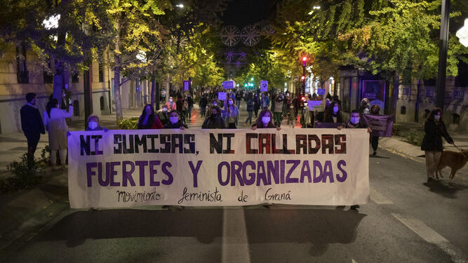 Manifestación contra la violencia de género en Granada.