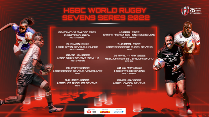 El cartel hecho público por World Rugby con las fechas del máximo torneo de Seven.
